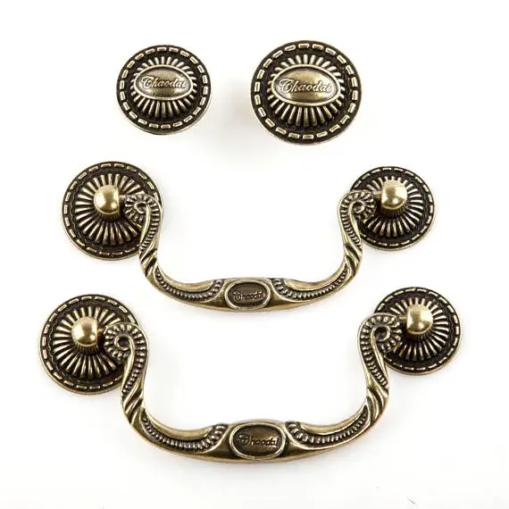 

3.4'' 3.75'' Vintage Style Dresser Pulls Drawer Pull Handles Drop Bail Pulls Antique Bronze Kitchen Cabinet Handle Knobs 89 96mm