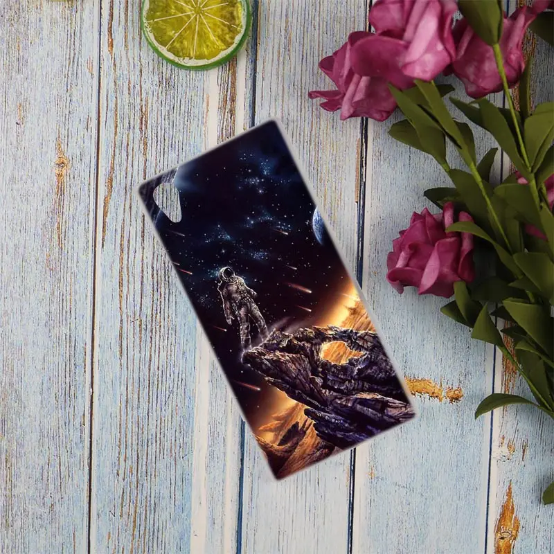 Прозрачный чехол Космос любовь Луна астронавт для Sony Xperia Z3 Z5 Premium M4 Aqua M5 X XA XA1 C4 C5 E4
