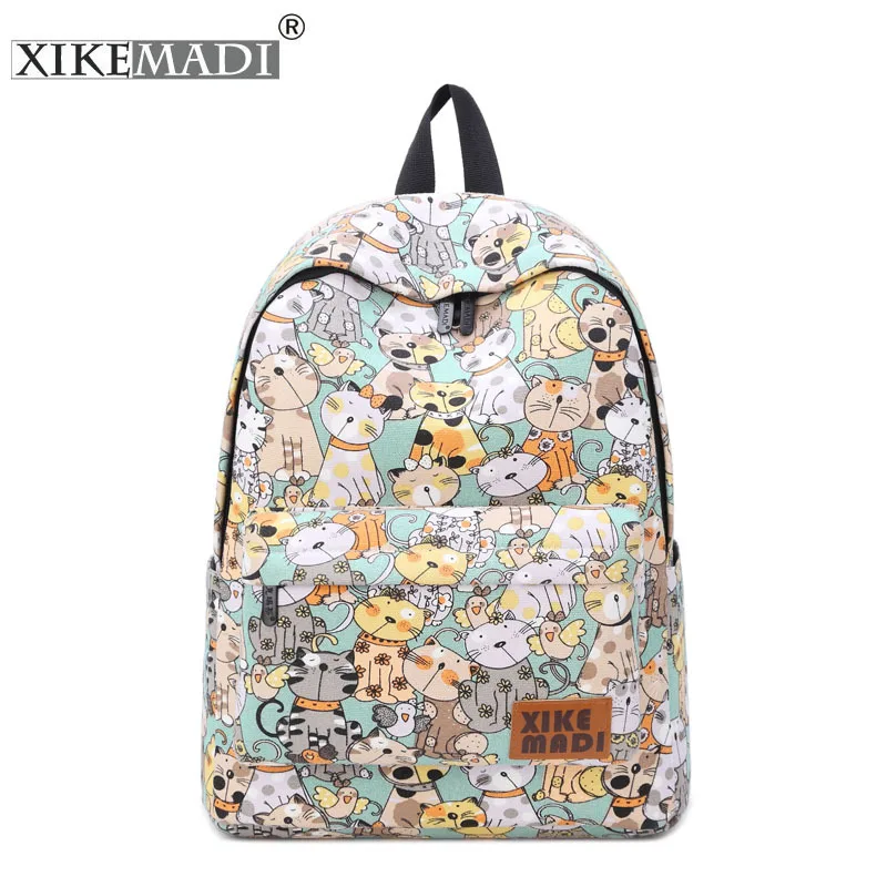 Animal Prints Women Canvas Backpack College School Bags for Teenage
