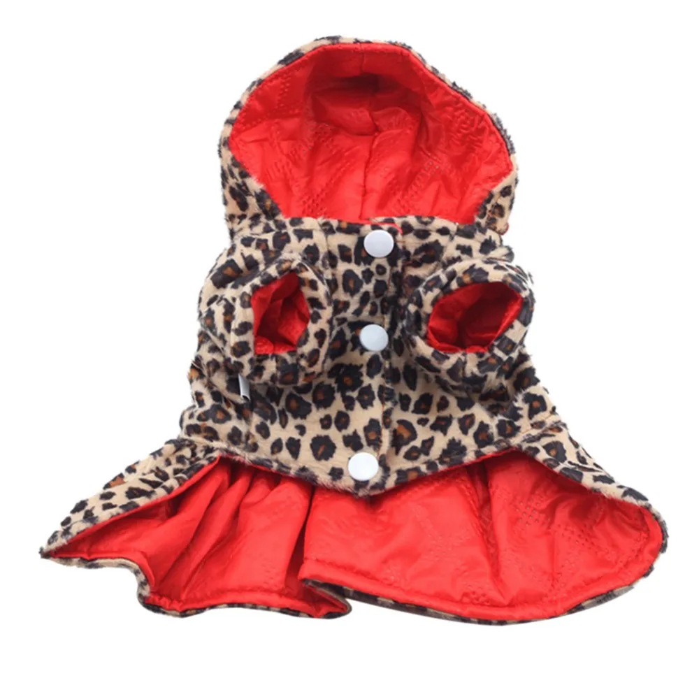 

dog clothes Pets Leopard Pattern Tutu Coat Dress Puppy Hoodies Both Sides Wear hoodie dress vestiti per cani