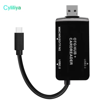

cyliliya 200pcs TypeC OTG Cable Adapter Hub Card Reader MMC MS SD TF M2 Data Sync Micro USB TypeC all in one Cellphone Convertor