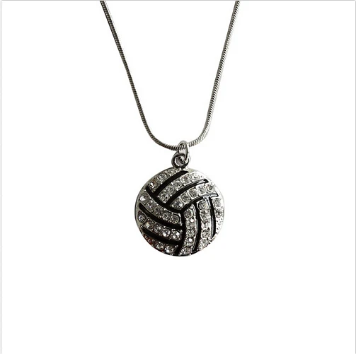 Volleyball Pendant Necklace Creative Design Women Necklace Silver Chain Crystal Chain Length 46cm Volleyball Pendant Necklace Creative Design Women Necklace Silver Chain Crystal Chain Length 46cm