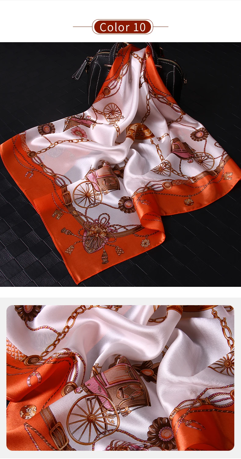 Натуральный шелковый платок для женщин с оранжевым принтом китайский натуральный шелковый платок женский тонкий Шелковый квадратный шарф