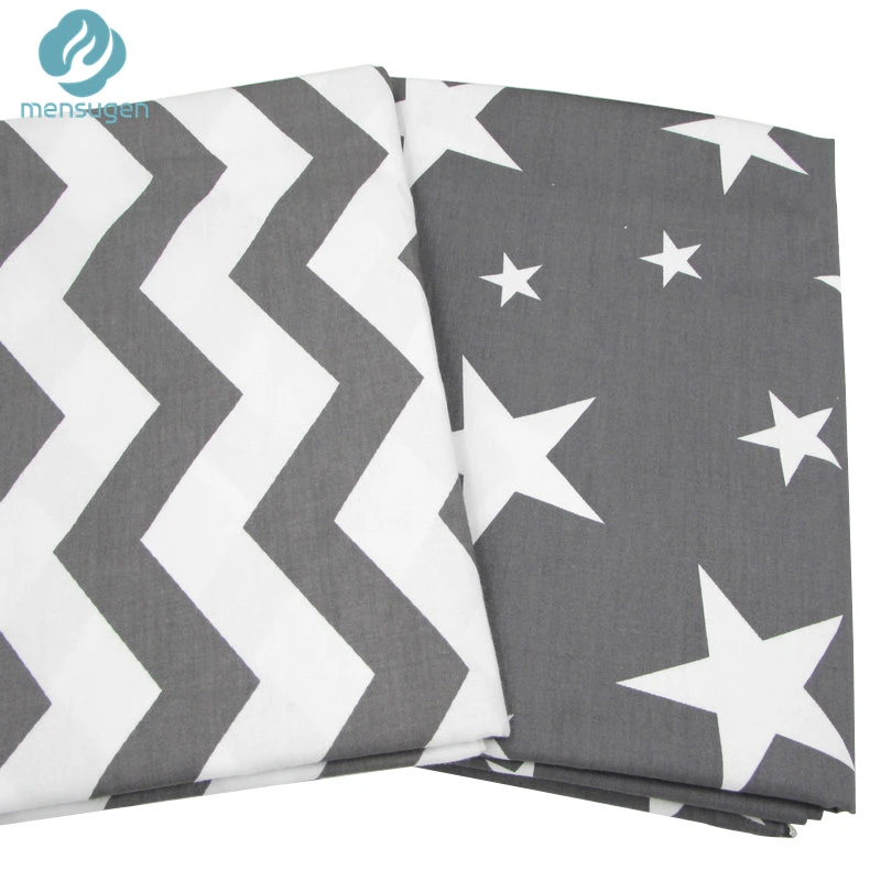 

2pc 50*160cm Grey Stars Chevron Design Cotton Fabric for Home Textile Cushion Sewing Baby Quilts Fabric Home Decoration Material