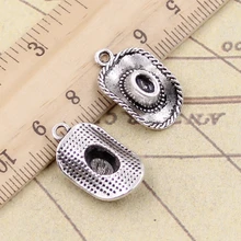 20 pçs encantos chapéu cowboy 23x13mm tibetano prata cor pingentes antigo jóias fazendo diy artesanal artesanato pingente de bronze