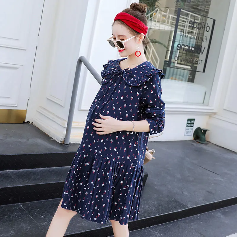 

Afei Tony Maternity dress 2018 New Fashion Printing Dress Pregnancy Women Clothing Long Sleeve Pregnant Woman Dress 3 CoLor