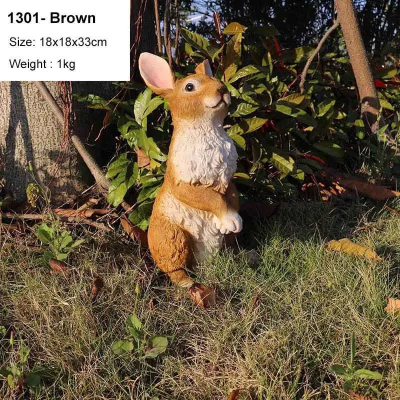 1301-Brown Милый Искусственный Кролик, украшение для дома, гостиной, украшения для сада, газон, кролик, скульптура, ремесла, миниатюрные фигурки животных, подарок - Цвет: 1301-Brown