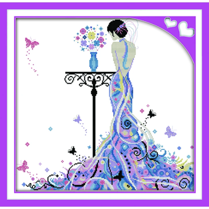 Joy Sunday клетка из грации, с рисунком бабочки, на ткани DMC 14CT 11CT, наборы для вышивки крестиком, наборы для рукоделия