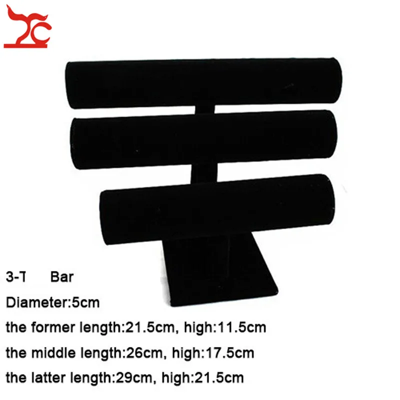 Черный бархат серии ювелирных изделий Органайзер держатель деревянное кольцо ожерелье браслет серьги часы T бар ювелирных изделий Дисплей Подставка для хранения