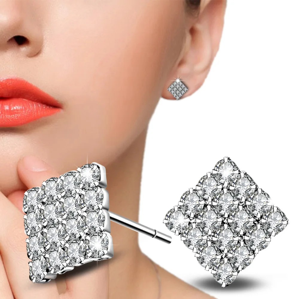 Buy 925 Sterling silver Square Stud Earrings for Women
