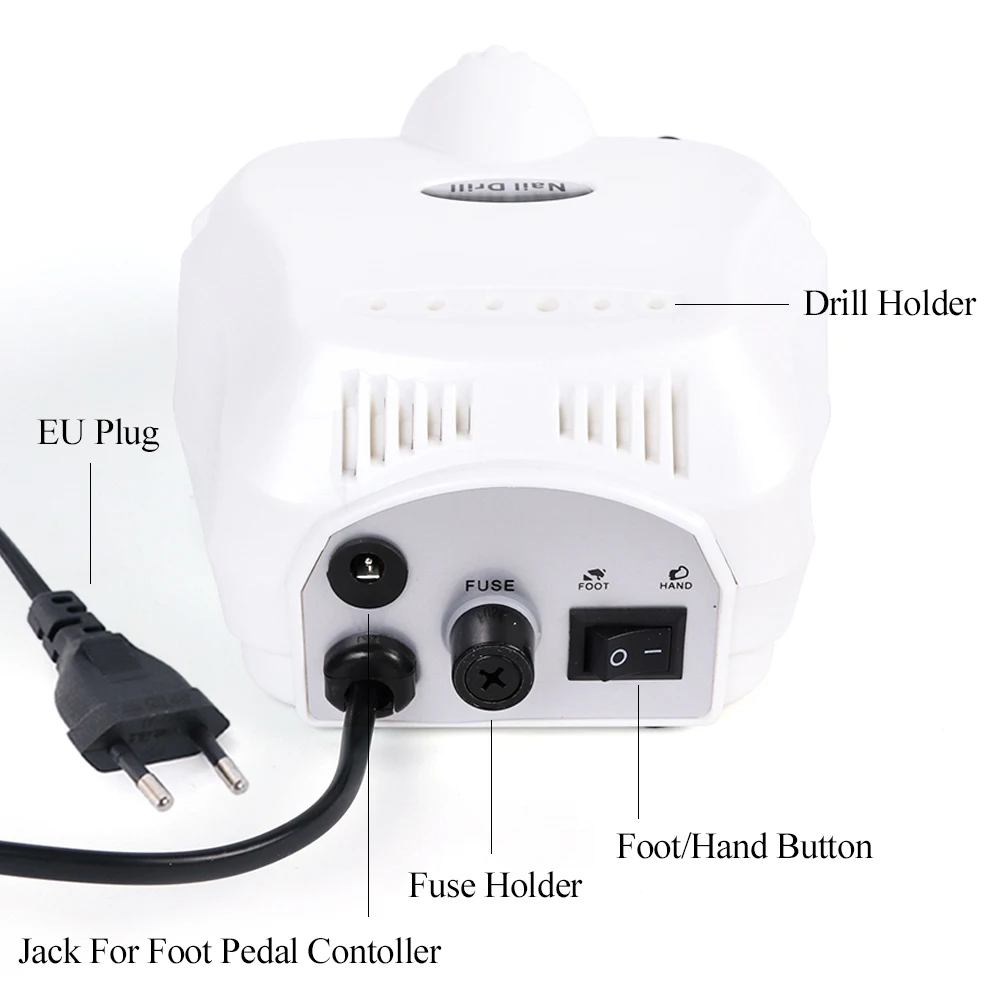 Профессиональный сверлильный станок для ногтей, электрический инструмент, маникюрный набор 30000 об/мин, черно-белый портативный наконечник, аксессуары для полировального устройства SAdr401