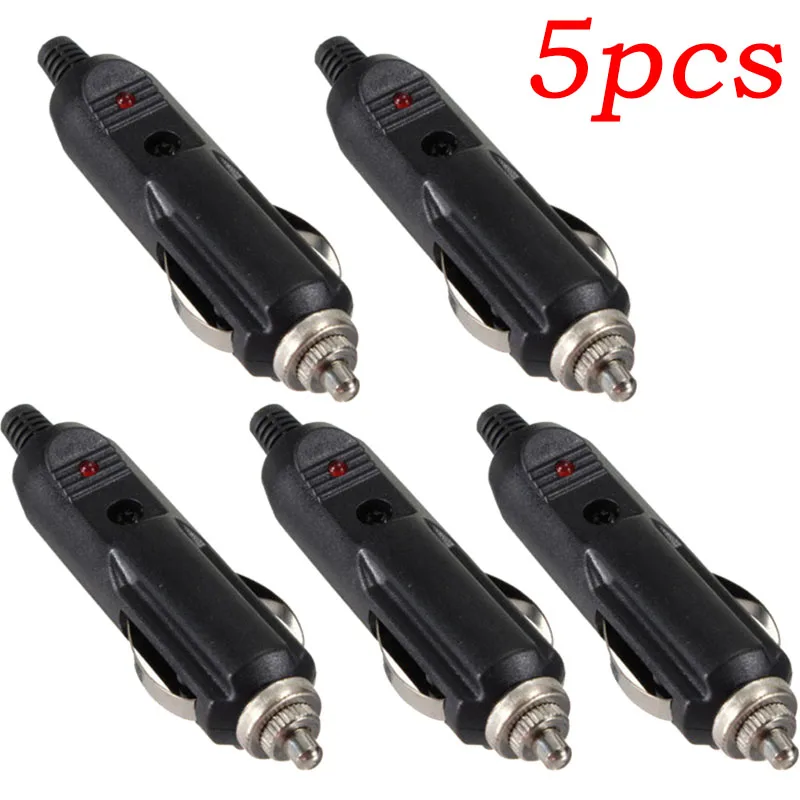 MAYITR 5pcs/lot 12V Car Auto LED Male Cigarette Lighter Socket Plug Connector with Fuse Automotive Electronic Accessories
