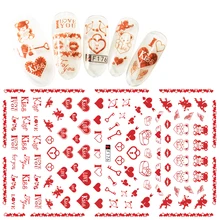1 шт., ультратонкая водостойкая клейкая 3D наклейка для ногтей, милый медведь, сердце, ангел, наклейка, украшение для женщин, свадьба, сделай сам, дизайн ногтей