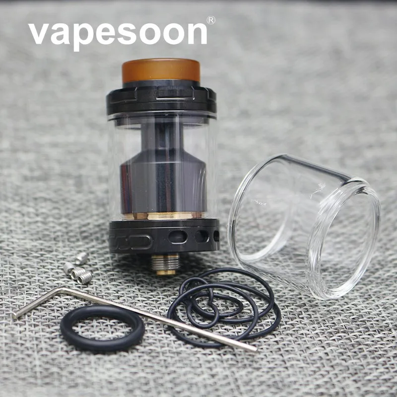 vapesoon Manta RTA 24MM 3.5ml Rebuildable Tank Atomizer with 5ml Extend Glass Top Filling 810 PEI Drip Tip Airflow Adjustable