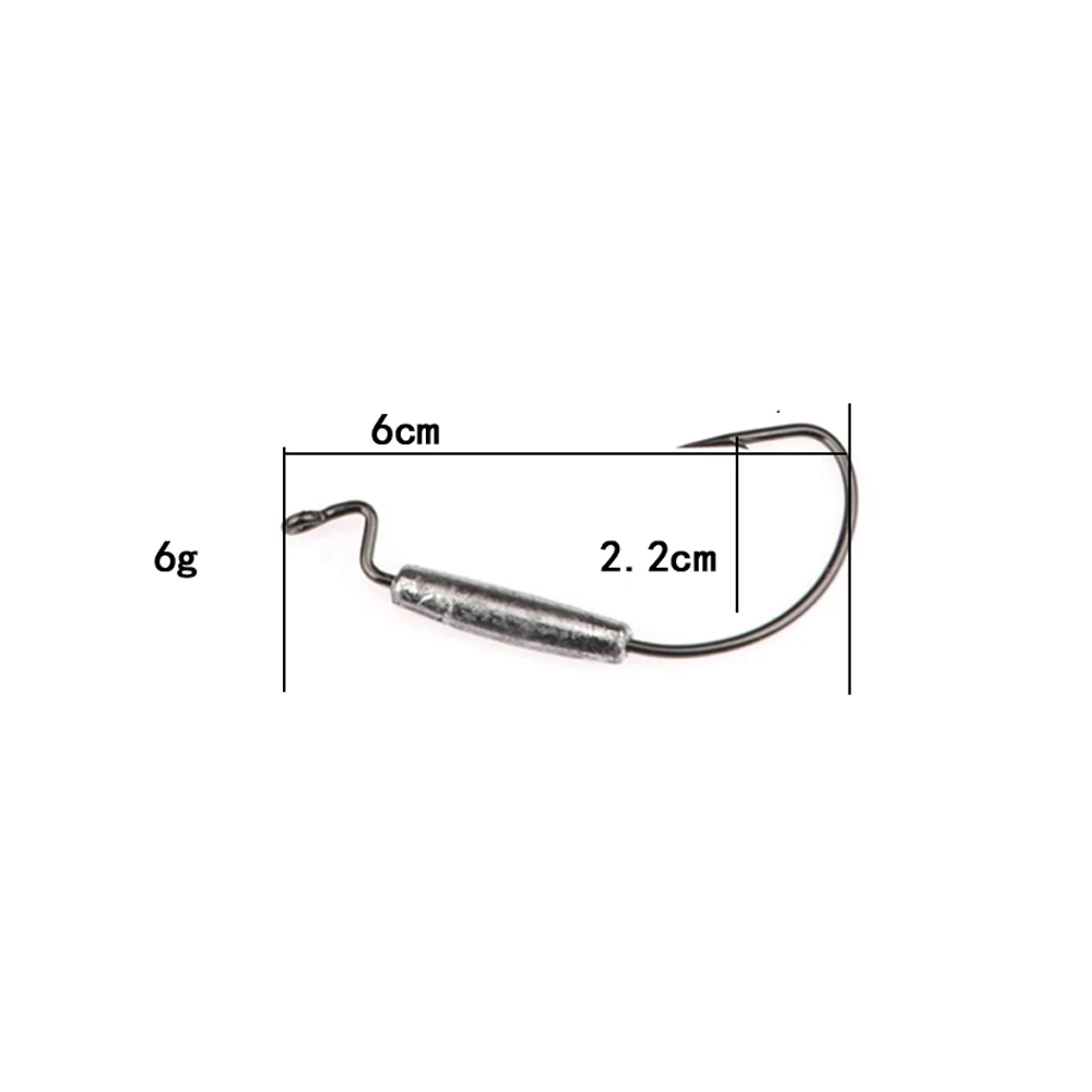 Новинка, 10 шт., 1,8 г, 2 г, 3 г, 6 г, Высокоуглеродистая Сталь, рыболовные крючки, Кривошип, острые Крючки для мягкой приманки, рыболовный крючок с свинцом - Цвет: D
