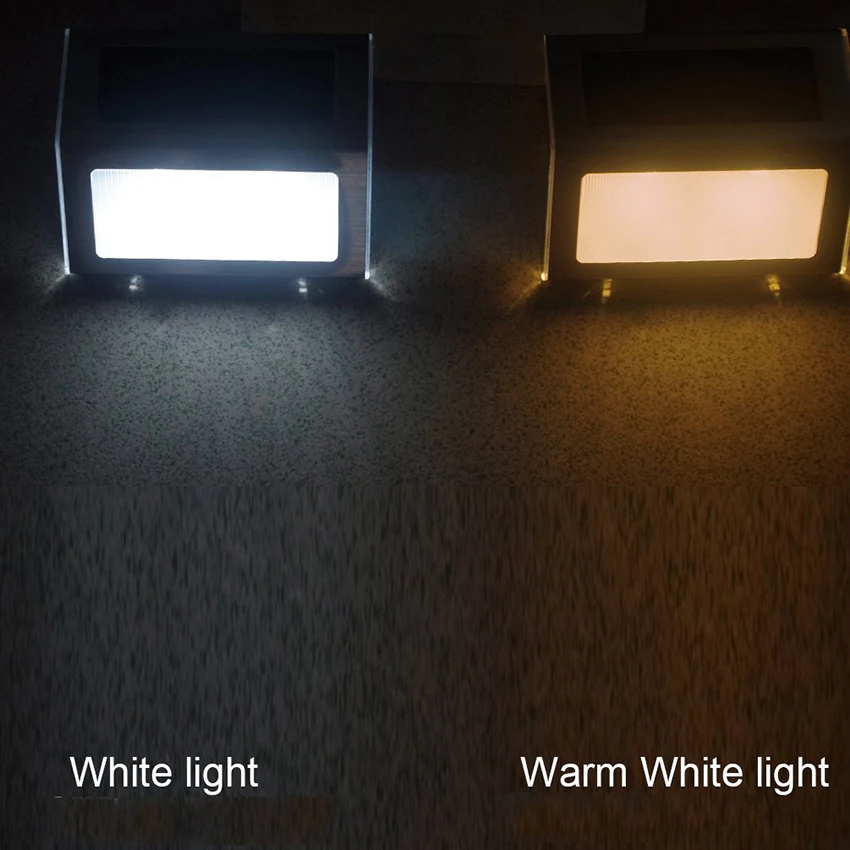 Solares ao ar Livre à Prova Caminho do Jardim Lâmpada de Parede Luz da Escada Lote Inoxidável Led Luzes Dwaterproof Água Escadas Lâmpada 2 Solar 6 Pçs - Aço 7 6 pçslote aço inoxidável led luzes solares