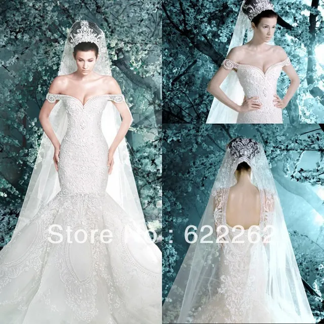 Hot Off Shoulder Embroidery Pearls White Mermaid Wedding Hot Off Shoulder Embroidery Pearls White Mermaid Wedding Dresses Gorgeous Lace Cap Sleeve Gowns