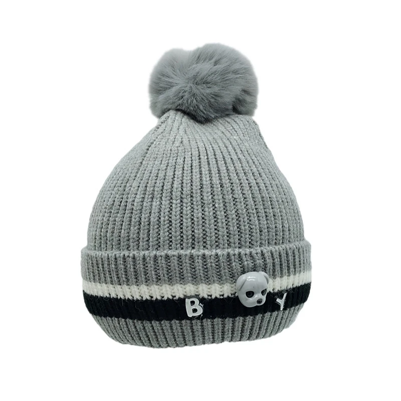 Шапка для маленьких мальчиков и девочек, зимние вязаные шапки в стиле пэчворк, теплая шапка для малышей 6-36 месяцев