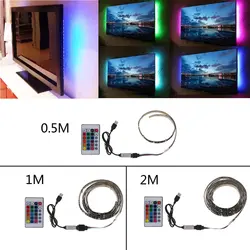 Ям Водонепроницаемый DC 5 В USB 30 LED/M 5050 RGB Гибкие Светодиодные ленты свет ТВ сзади Освещение + 24 кнопочный пульт