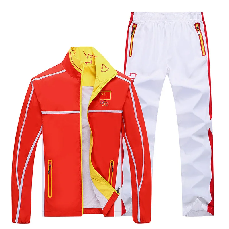 

Pluse Size RedChina Pattern Running Jacket Windproof Men Sport Jacket Sport Clothes Women Cycling Bike Bicycle Clothes Coat Sets