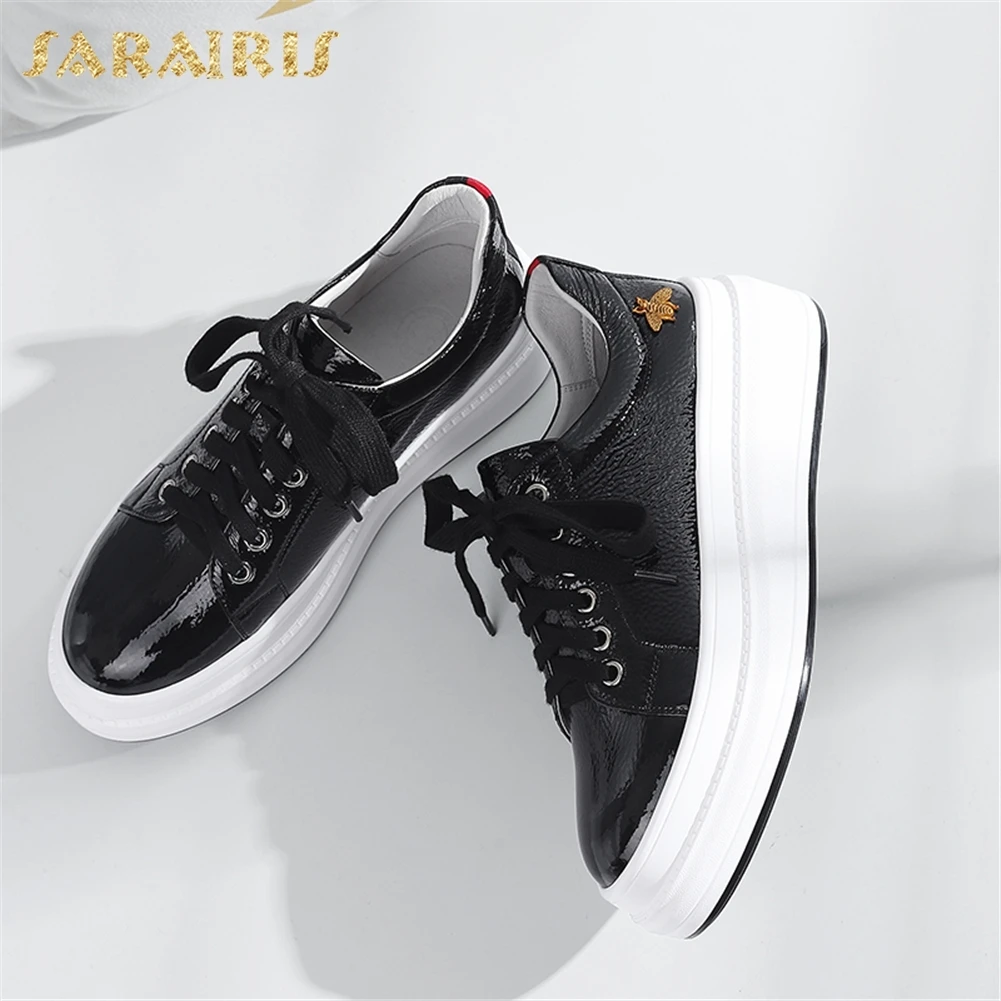 

SARAIRIS New best Quality Dropship sneakers shoes woman New Fashion Women Shoes Lace Up Platform Vulcanize Shoes Woman