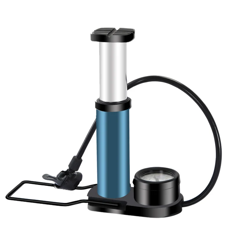 Blue Портативный Ножной активированный напольный насос 140Psi Mtb велосипед воздушный насос с манометром цикл воздушный насос - Цвет: Blue