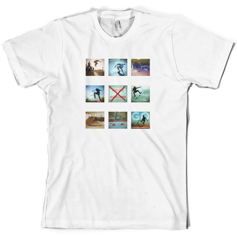 Go SkateboardER Photo Collage Мужская футболка скейтборд Скейтер печать мужская короткий