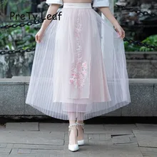 Летний элегантный костюм темперамент вышитые плиссированные юбки