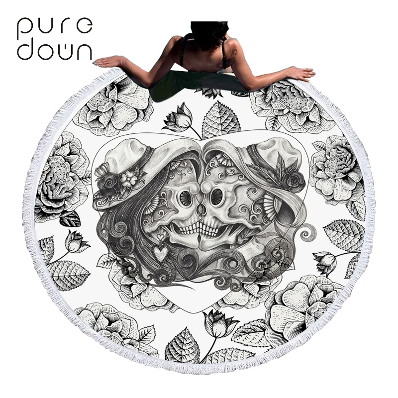 Puredown Round Beach Bowel 100% Polyester High Qulity Absorption Microfiber Towel Machine Washable Adults Serviette Beach Towels Dependable Performance Home
