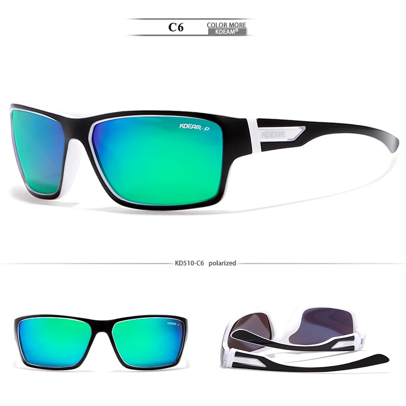 KDEAM безошибочный дизайн поляризованные солнцезащитные очки спортивные для мужчин солнцезащитные очки свежее покрытие линзы анти-столкновения чехол включает в себя