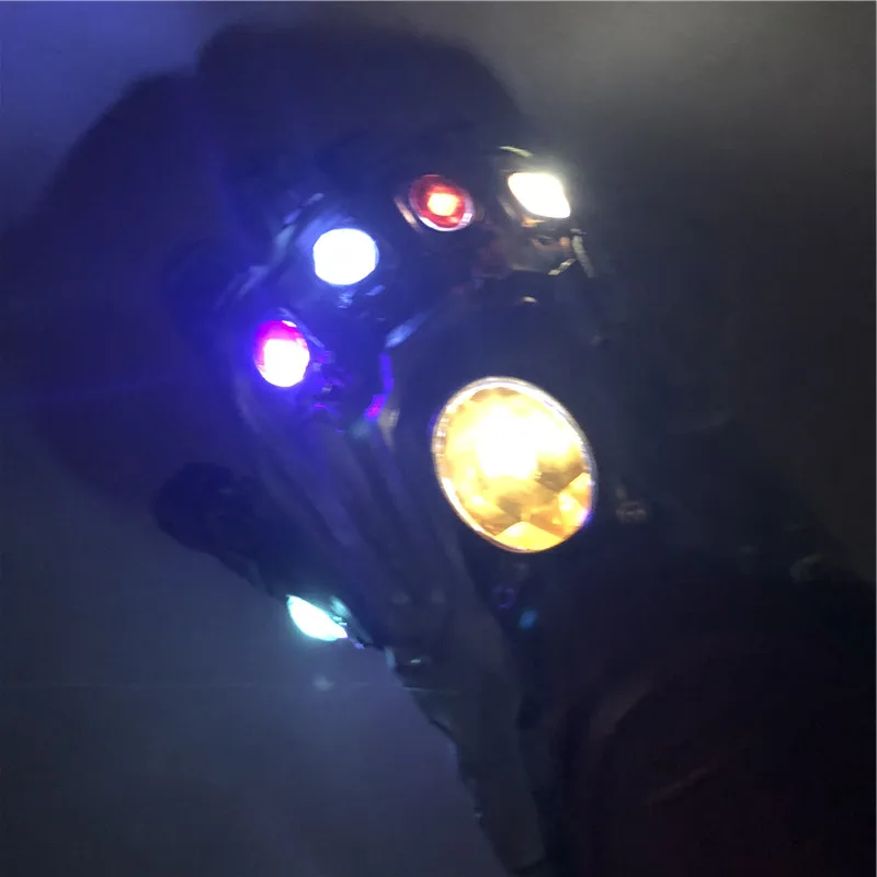 1:1 Endgame Железный человек Тони Старк светодиодный светильник Thanos Gauntlet камень косплей перчатки Гибкие пальцы латекс