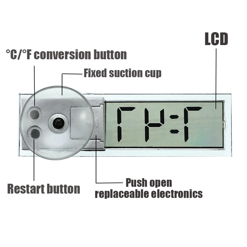 Автомобильный электронный цифровой будильник жидкокристаллический мини ЖК-дисплей Дисплей автомобильные часы с таймером с присоской, украшения для дома, Прямая поставка