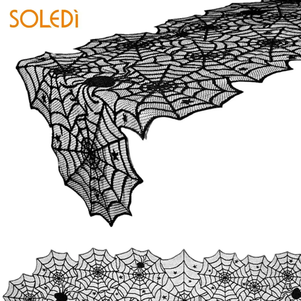 

SOLEDI Table Cover Spider Polyester Gothic Halloween Tablecloth Tableware Dinner Kitchen Wedding Decorate Home