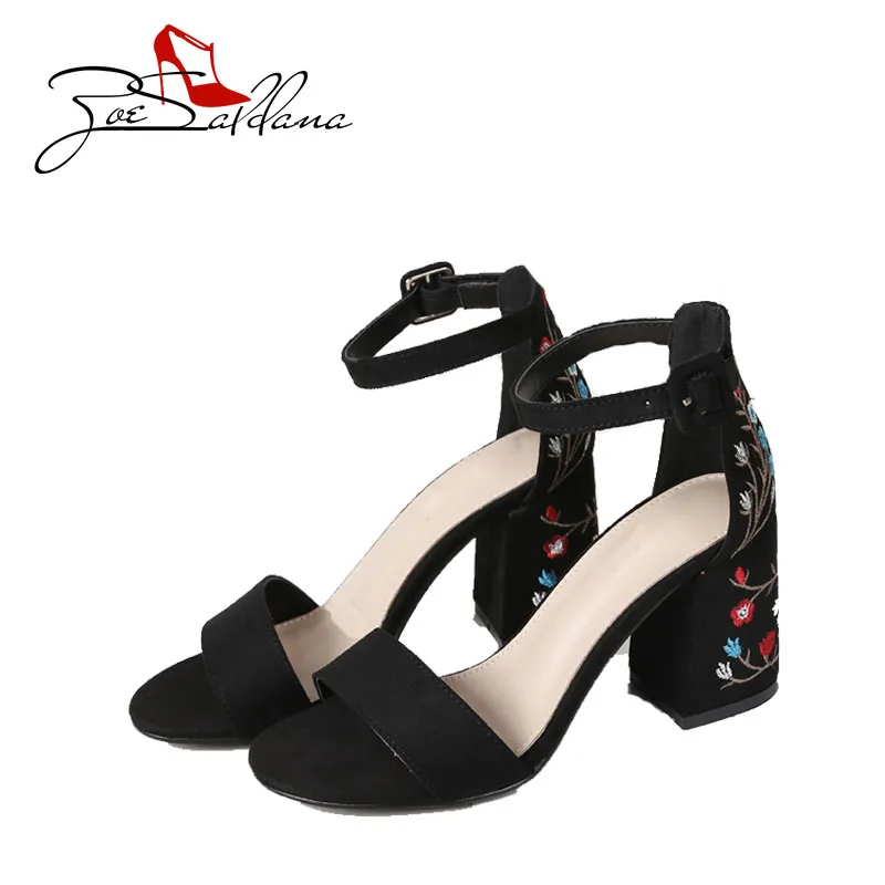 Зои салдана 2017 из микроволоконной замши цветок вышивать на высоком каблуке для