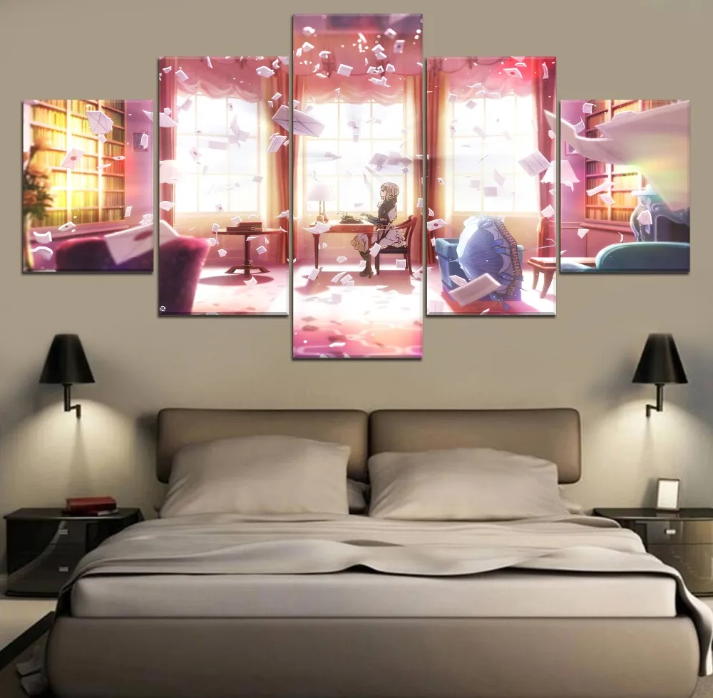 

Violet Evergarden Anime Modern Painting Canvas Wall Art 5 Piece Canvas Wall Art Painting HD Print Canvas For Living Room Artwork