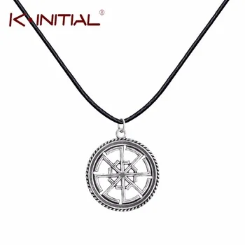 1Pcs Slavic Kolovrat Amulet Pendant PaganSun Talisman Leather Jewelry Necklace & Pendants Adjustable Religious Amulet Necklaces