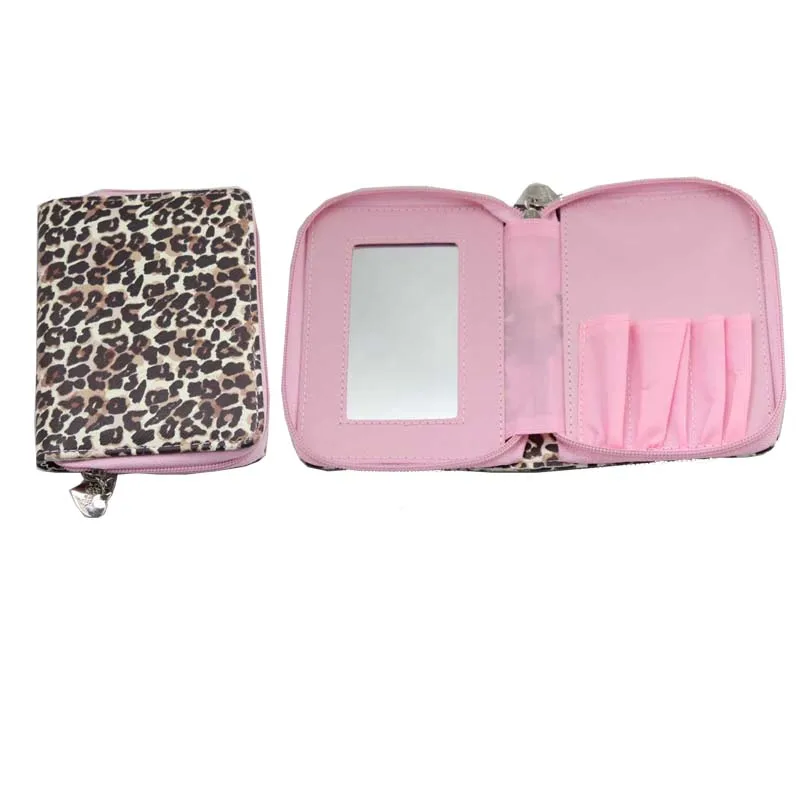 

16*11.5cm Size Cute Cheap Cool Handbag Women Girls Cosmetic Makeup Brush Bag And Case With 5 Brushes Holders And Mirror