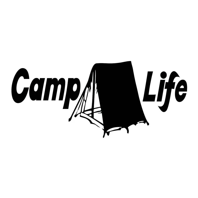 

18X7.7CM CAMP LIFE TENT Interesting Car-styling Car Sticker Decals Black/Silver S8-0274