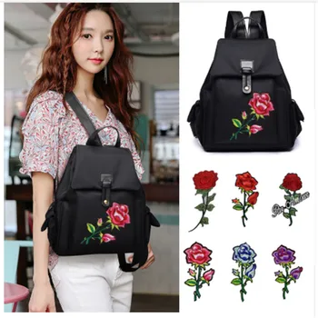 

Shidao 5PCS Rose Embroidered Iron on Patches for Clothing DIY Stripes Clothes Patchwork Sticker Custom Flowers Applique