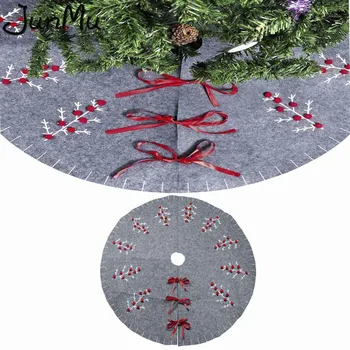 

48" Cute Red Ball Felt Christmas Tree Skirt Aprons Carpet for Home Xmas Christmas Tree Decoration Supplies