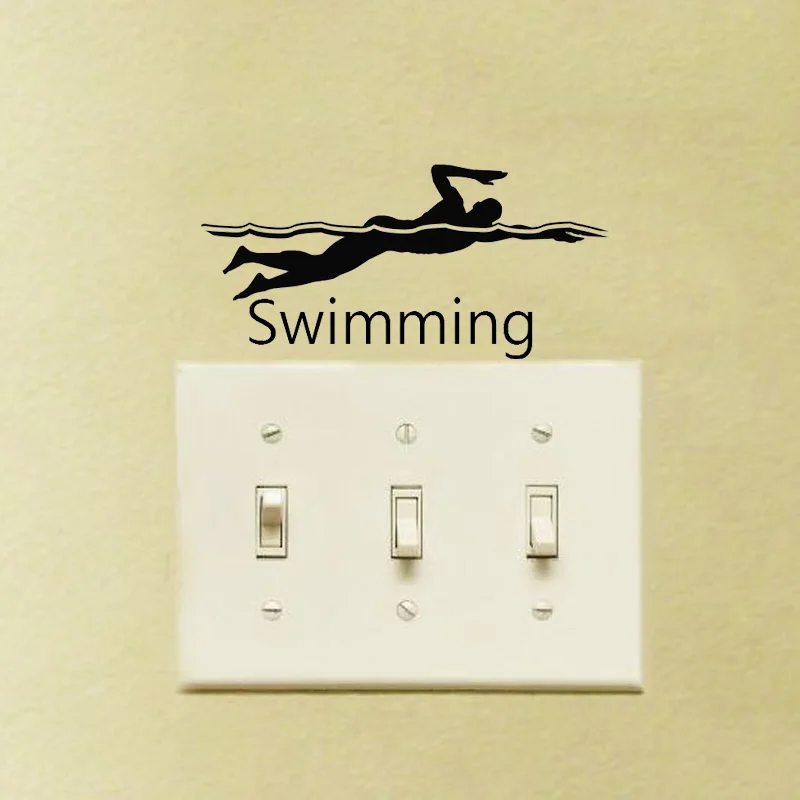 

Front Crawl Swimmer Swimming And Diving Vinyl Switch Sticker Waterproof Boys Room Decaorative Art Wall Sticker A2175