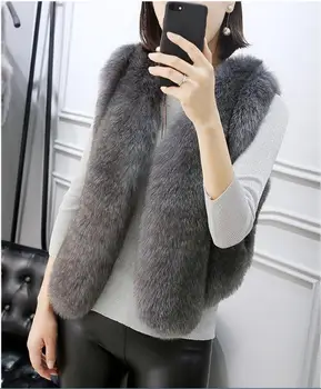 

2017 new Slim was thin imitation fox fur fashion fur vest female short vest coat autumn