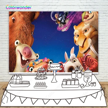 

Ice Age Photography Backdrop Mammoth Manfield Twinkle Stars Night Photo Background for Kids Birthday Party Banner Photo Studio