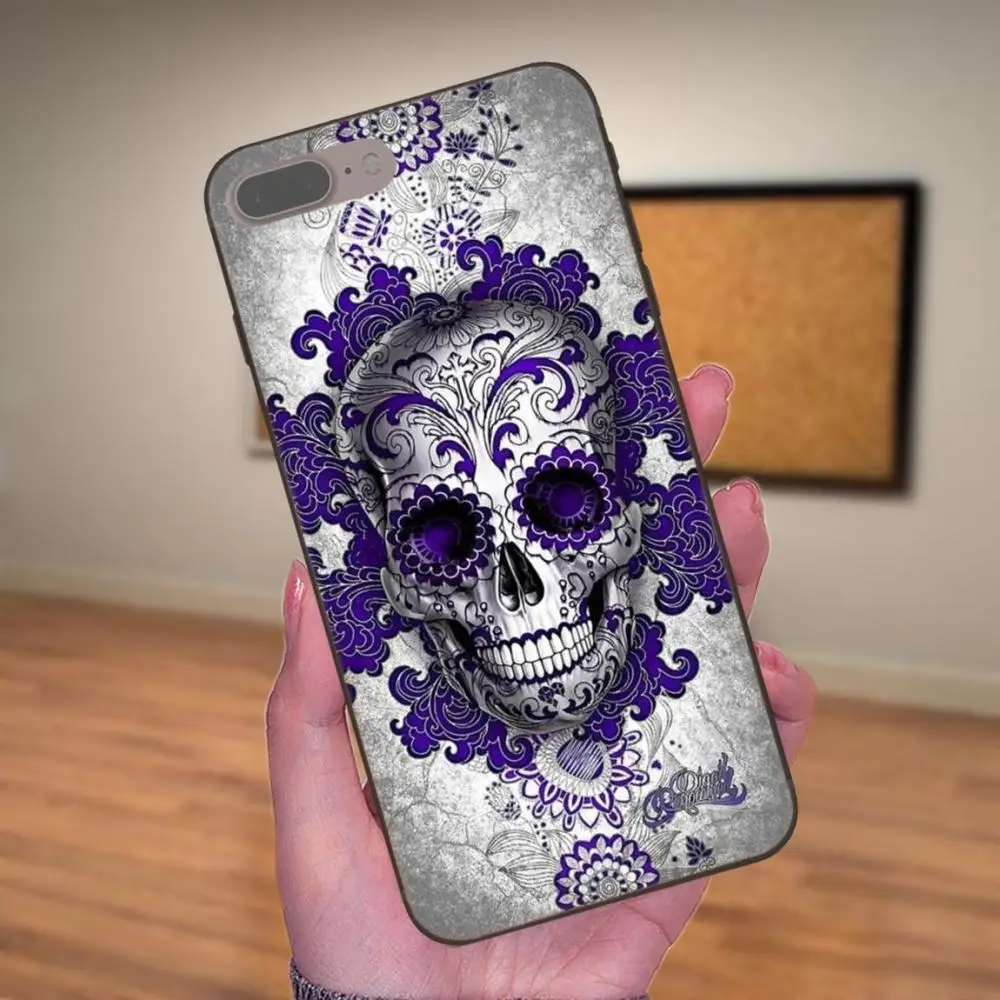 Цветной уникальный цветочный узор с черепом для Samsung Galaxy Note 4 8 9 G313 S3 S4 S5 S6 S7 S8 S9 S10 Edge