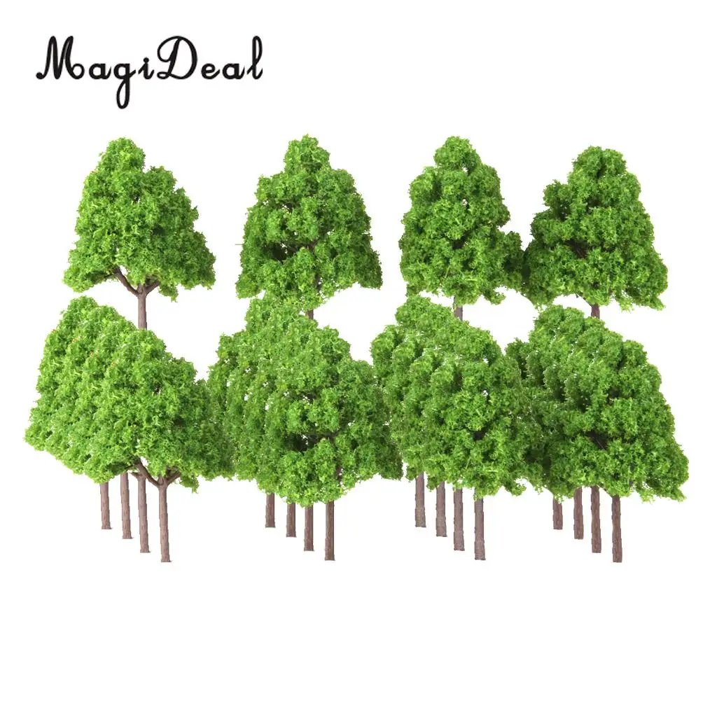 25Pcs Plastic Light Green Train Layout Model Trees 1:150 N Scale Garden Park Forest War Game Diorama Scenery Landscape