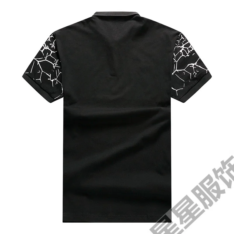 Плюс 8XL 6XL маленький топ с отложным воротником Homme Повседневная футболка с принтом короткий рукав Футболка мужская брендовая одежда тонкая хлопковая футболка