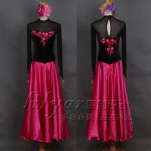 Танцевальный зал состязание платье для танцев черный розовый красный вышитые большие качели со стразами для женщин