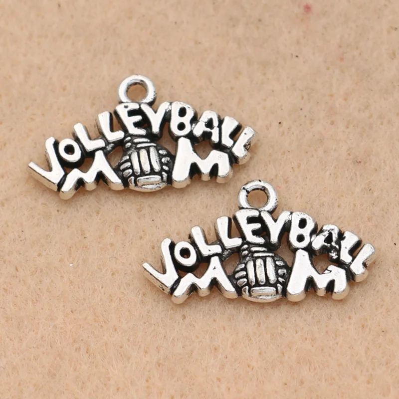 10 шт. подвеска с надписью I Love volleball Mom подходит для браслета ожерелье тибетским