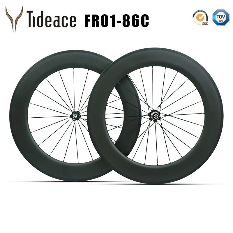 

Tideace Bikes 700C Full Carbon Road Rims 86mm Wheelset 27mm Width Basalt Brake Surface UD Carbon Wheels Novatec 271 Hubs