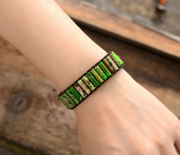 Женский Браслет манжета из полудрагоценных камней|leather wrap bracelet|wrap braceletbracelets semi